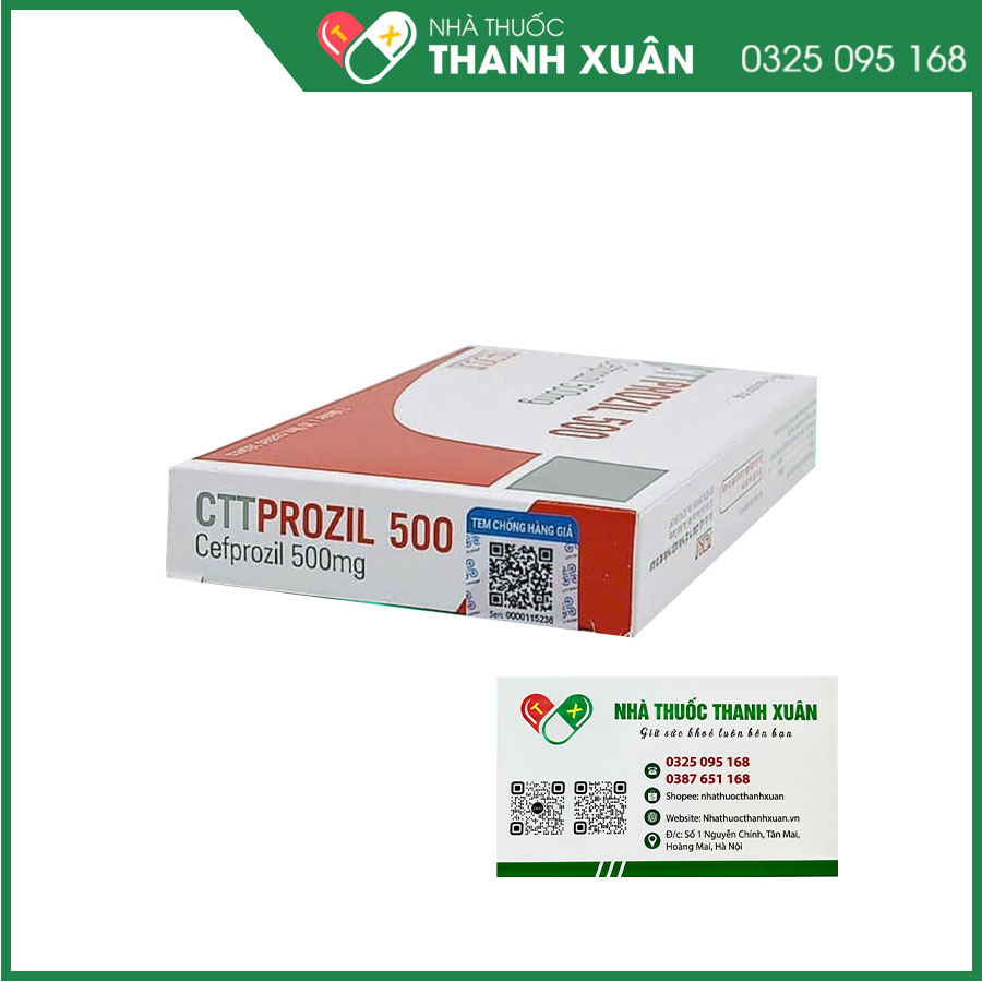 CTTProzil 500 điều trị nhiễm khuẩn đường hô hấp trên, nhiễm khuẩn da và mô, nhiễm khuẩn tiết niệu